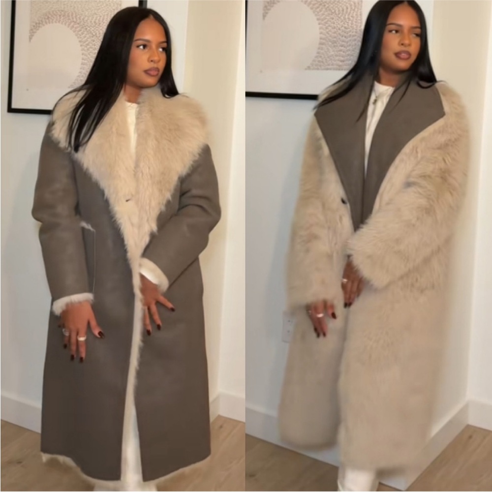 ZARA REVERSIBLE FAUX FUR DOUBLE-FACED COAT